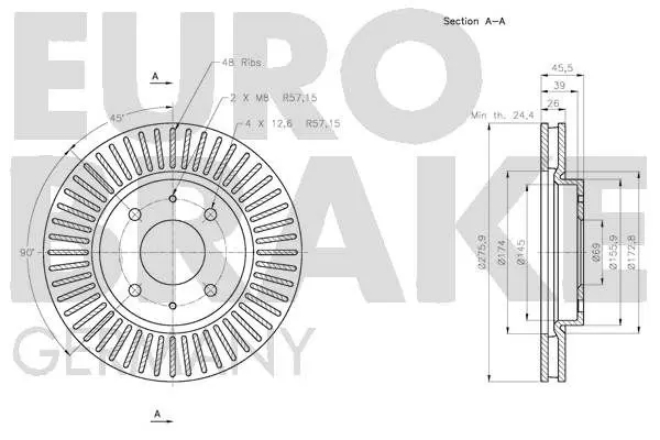 Handler.Part Brake disc EUROBRAKE 5815203052 3