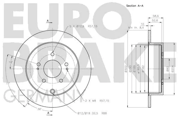 Handler.Part Brake disc EUROBRAKE 5815203053 3