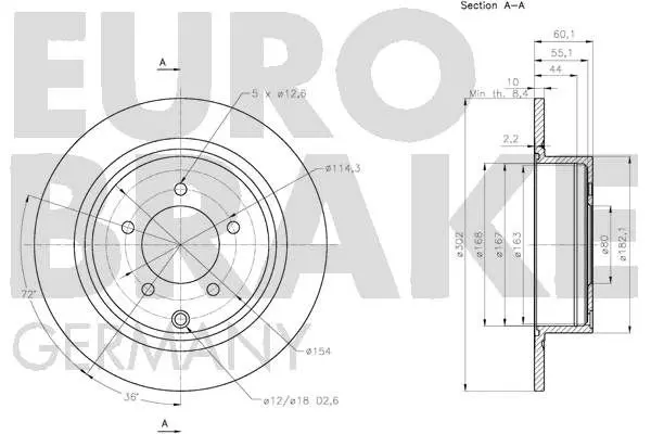 Handler.Part Brake disc EUROBRAKE 5815203083 3