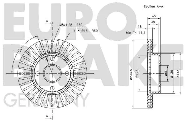 Handler.Part Brake disc EUROBRAKE 5815203223 3