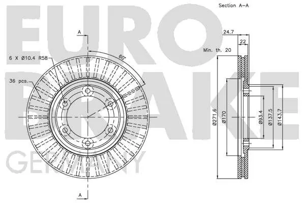 Handler.Part Brake disc EUROBRAKE 5815203226 3