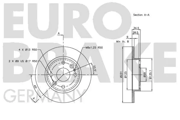 Handler.Part Brake disc EUROBRAKE 5815203239 3