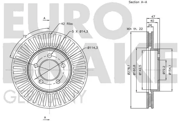 Handler.Part Brake disc EUROBRAKE 5815203263 3