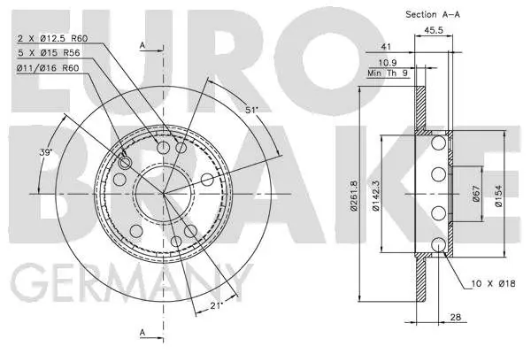 Handler.Part Brake disc EUROBRAKE 5815203306 3