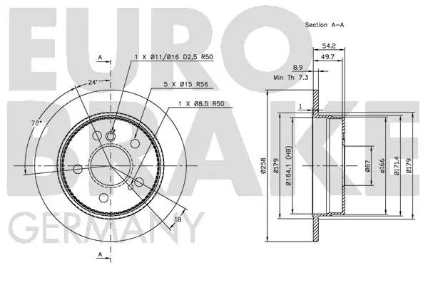 Handler.Part Brake disc EUROBRAKE 5815203307 3