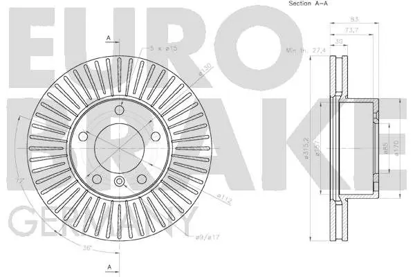 Handler.Part Brake disc EUROBRAKE 58152033121 3