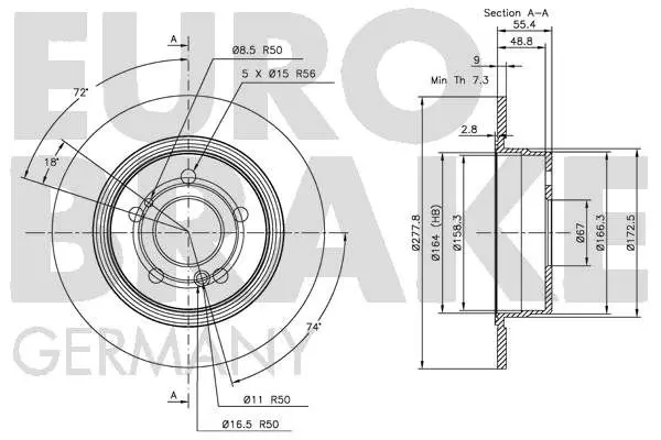 Handler.Part Brake disc EUROBRAKE 5815203320 3