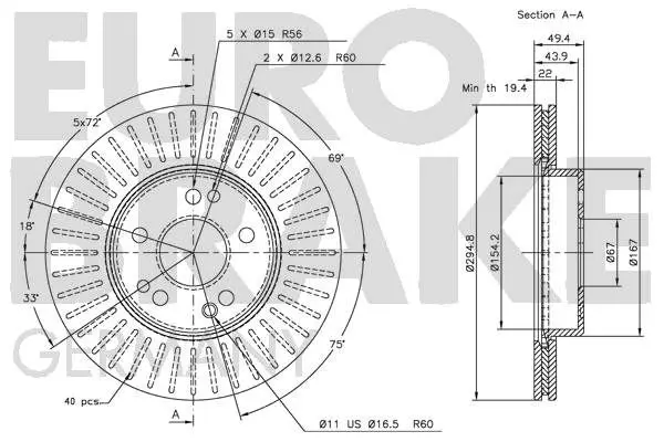 Handler.Part Brake disc EUROBRAKE 5815203328 3