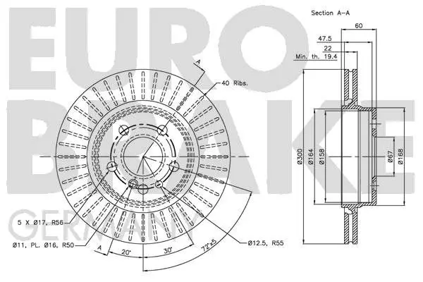 Handler.Part Brake disc EUROBRAKE 5815203331 3