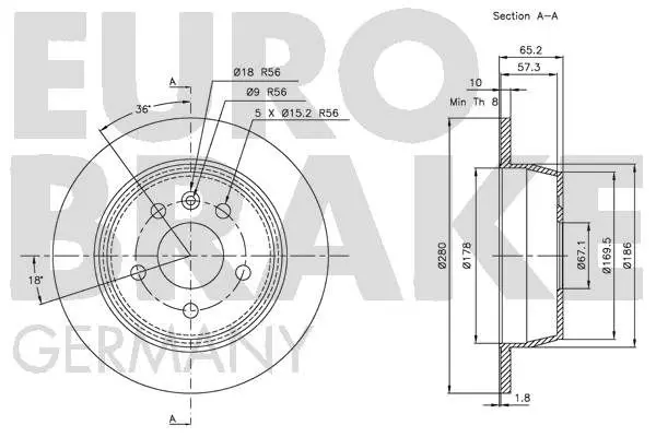 Handler.Part Brake disc EUROBRAKE 5815203333 3