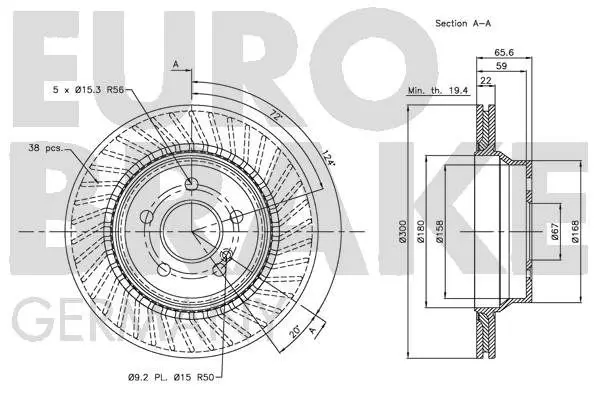 Handler.Part Brake disc EUROBRAKE 5815203363 3