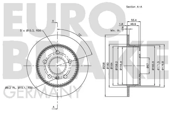 Handler.Part Brake disc EUROBRAKE 5815203374 3