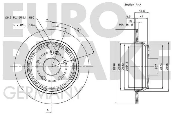 Handler.Part Brake disc EUROBRAKE 5815203376 3