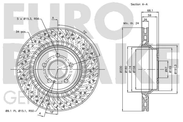 Handler.Part Brake disc EUROBRAKE 5815203379 3