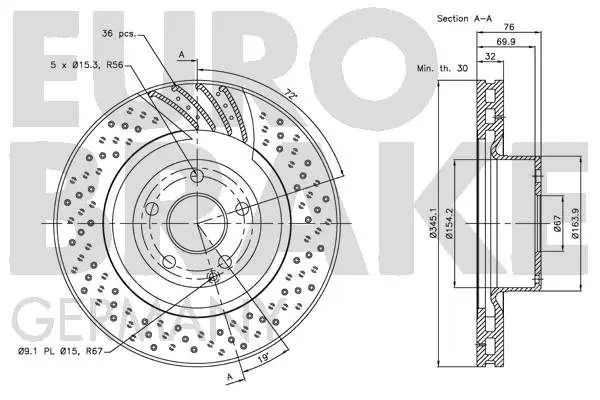 Handler.Part Brake disc EUROBRAKE 5815203380 3