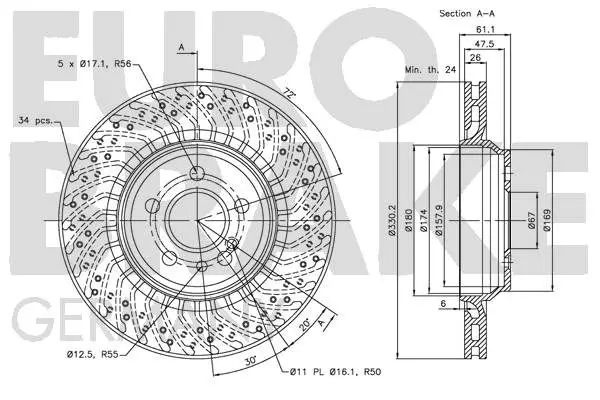 Handler.Part Brake disc EUROBRAKE 5815203385 3