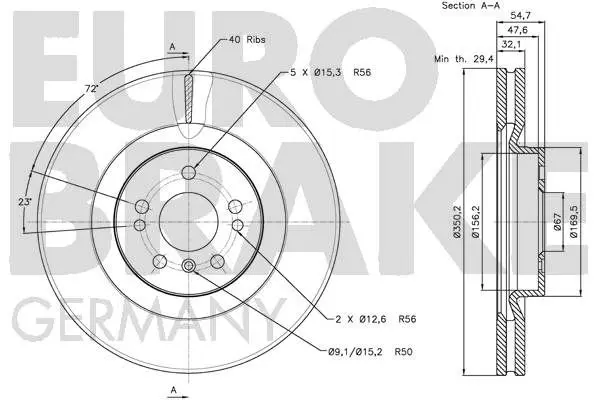 Handler.Part Brake disc EUROBRAKE 5815203393 3