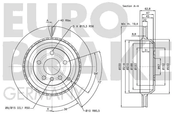 Handler.Part Brake disc EUROBRAKE 5815203394 3