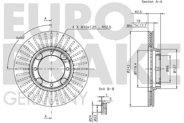 Handler.Part Brake disc EUROBRAKE 5815203402 3