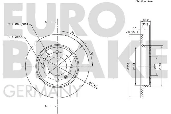 Handler.Part Brake disc EUROBRAKE 5815203406 3