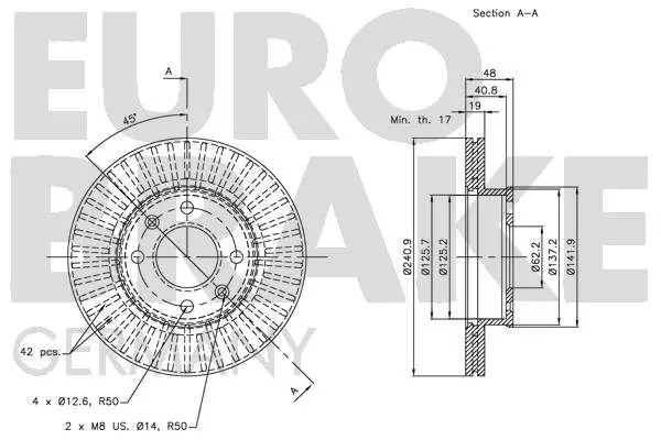 Handler.Part Brake disc EUROBRAKE 5815203419 3