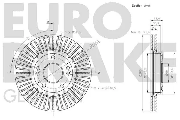 Handler.Part Brake disc EUROBRAKE 5815203445 3