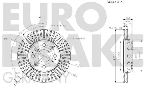 Handler.Part Brake disc EUROBRAKE 5815203501 3