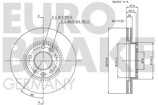 Handler.Part Brake disc EUROBRAKE 5815203506 3