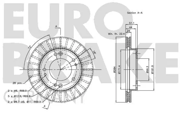 Handler.Part Brake disc EUROBRAKE 5815203509 3