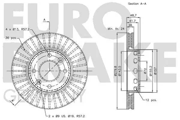 Handler.Part Brake disc EUROBRAKE 5815203511 3