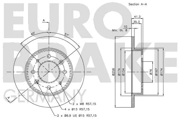 Handler.Part Brake disc EUROBRAKE 5815203513 3