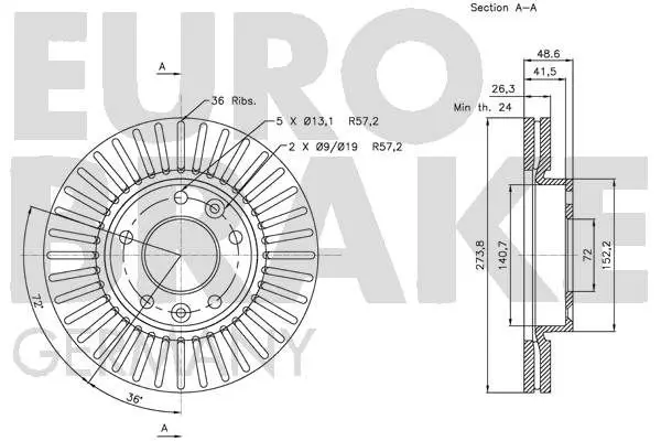 Handler.Part Brake disc EUROBRAKE 5815203514 3