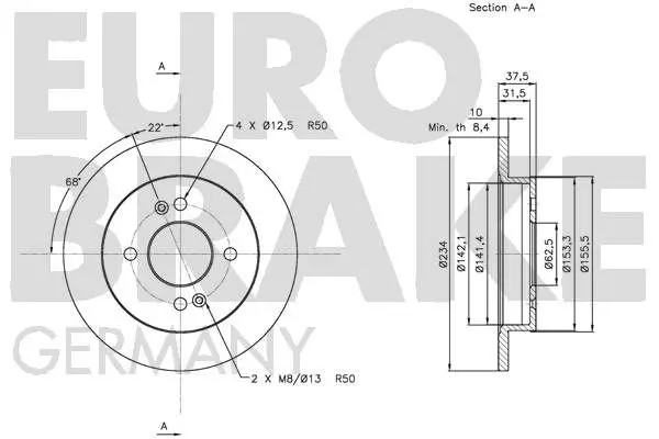 Handler.Part Brake disc EUROBRAKE 5815203518 3