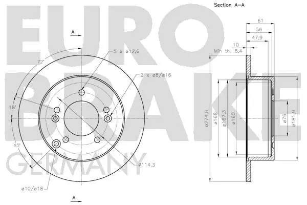 Handler.Part Brake disc EUROBRAKE 5815203532 3