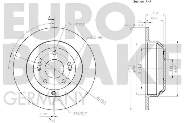 Handler.Part Brake disc EUROBRAKE 5815203534 3