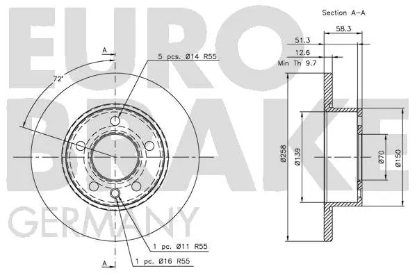 Handler.Part Brake disc EUROBRAKE 5815203609 3