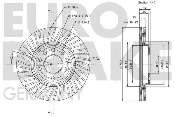 Handler.Part Brake disc EUROBRAKE 5815203630 3