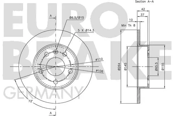 Handler.Part Brake disc EUROBRAKE 5815203631 3