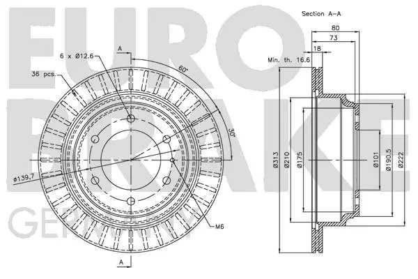 Handler.Part Brake disc EUROBRAKE 5815203635 3