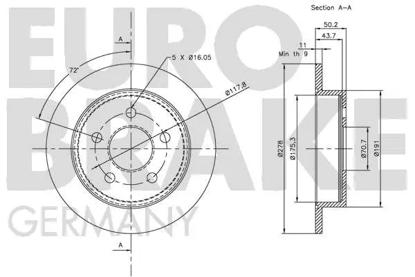 Handler.Part Brake disc EUROBRAKE 5815203636 3