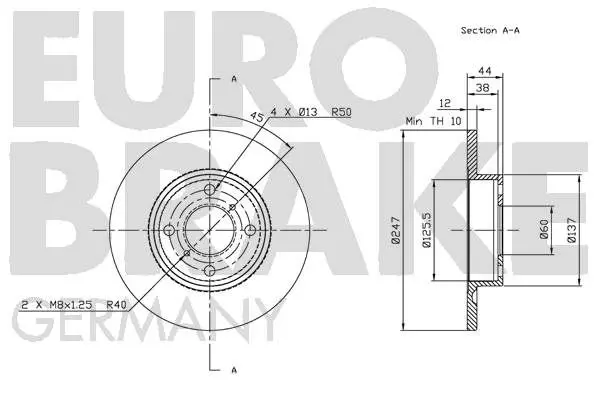 Handler.Part Brake disc EUROBRAKE 5815203642 3