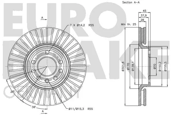 Handler.Part Brake disc EUROBRAKE 5815203648 3