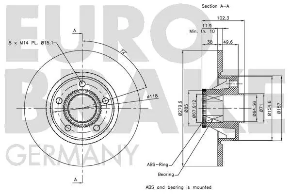 Handler.Part Brake disc EUROBRAKE 5815203658 3