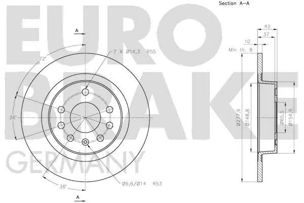 Handler.Part Brake disc EUROBRAKE 5815203664 3