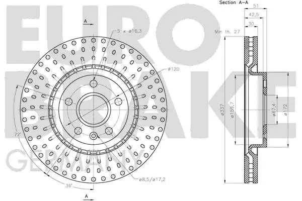 Handler.Part Brake disc EUROBRAKE 5815203671 3