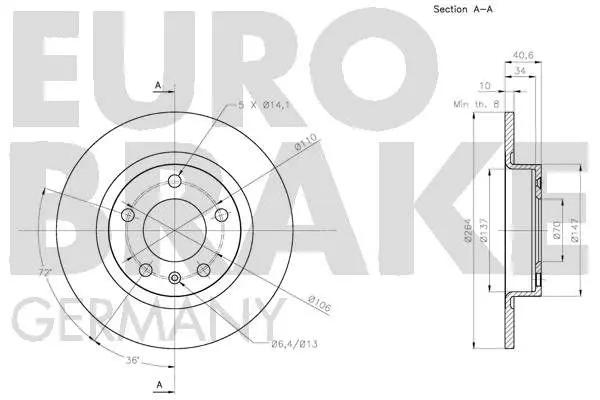 Handler.Part Brake disc EUROBRAKE 5815203672 3