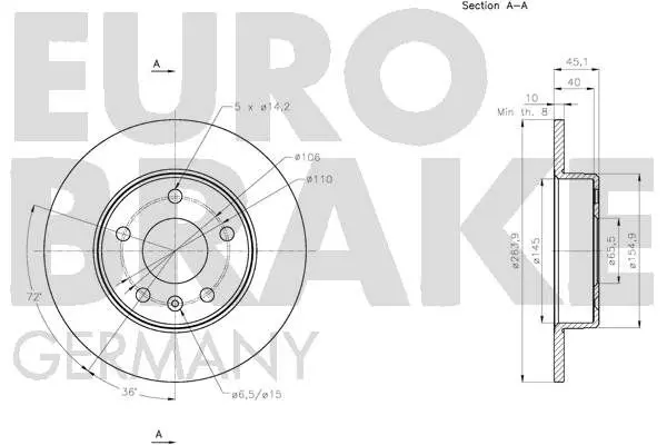 Handler.Part Brake disc EUROBRAKE 5815203674 3