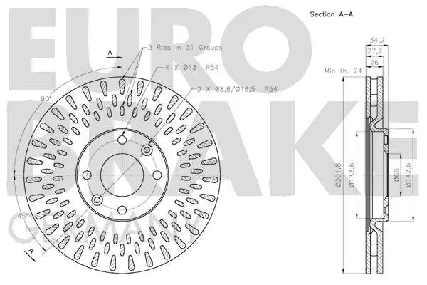 Handler.Part Brake disc EUROBRAKE 5815203737 3