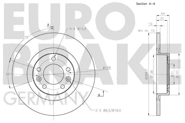 Handler.Part Brake disc EUROBRAKE 5815203744 3