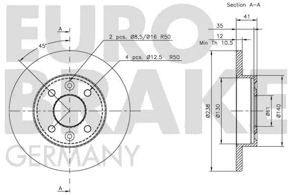 Handler.Part Brake disc EUROBRAKE 5815203908 3